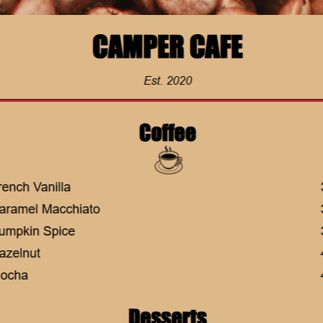Cafe Menu